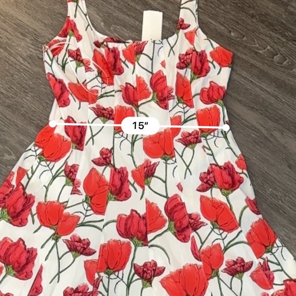 NWT MILLY Nia Peony A-Line Midi Dress size 10 red and white - Picture 11 of 13